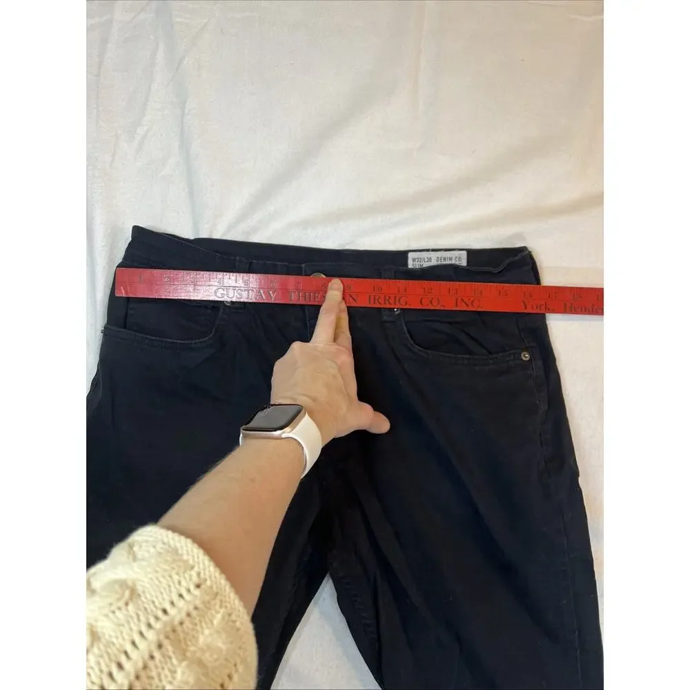 Denim Co. Men’s Black Jeans Dark Wash W 32/L 30 Slim Leg Casual Comfort